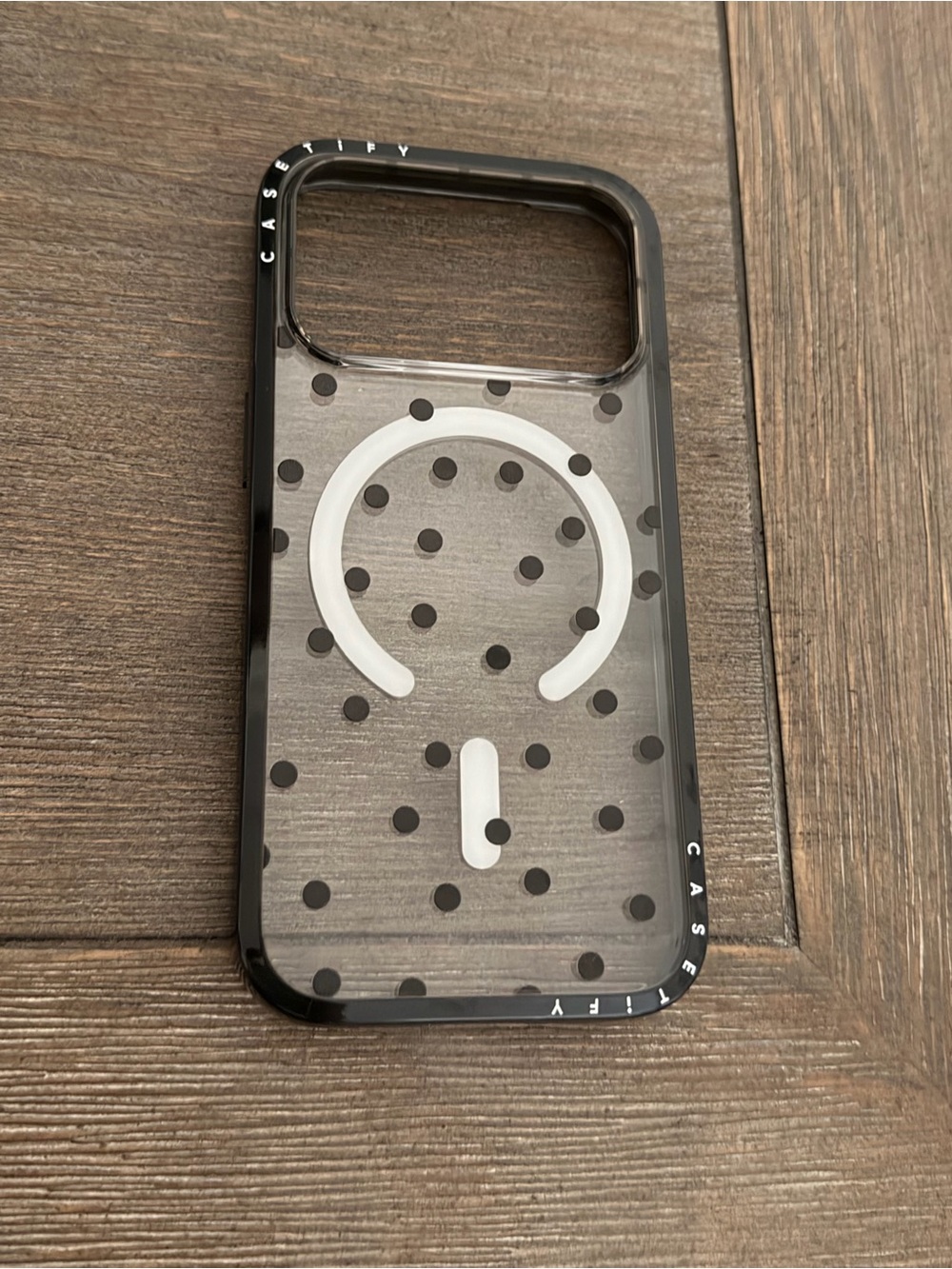 Casetify iPhone 17/18 Pro Black Polka Dot Clear MagSafe Case